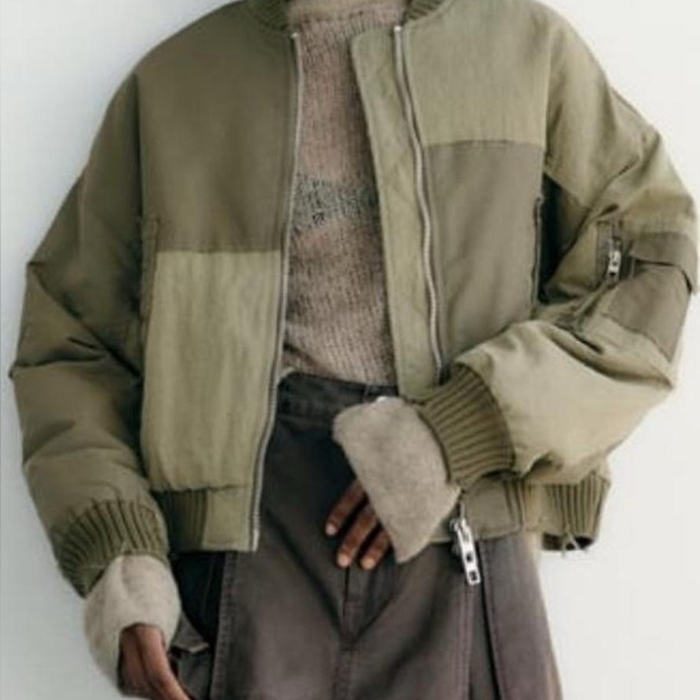 Zara Olive and Sage Bomber Jacket